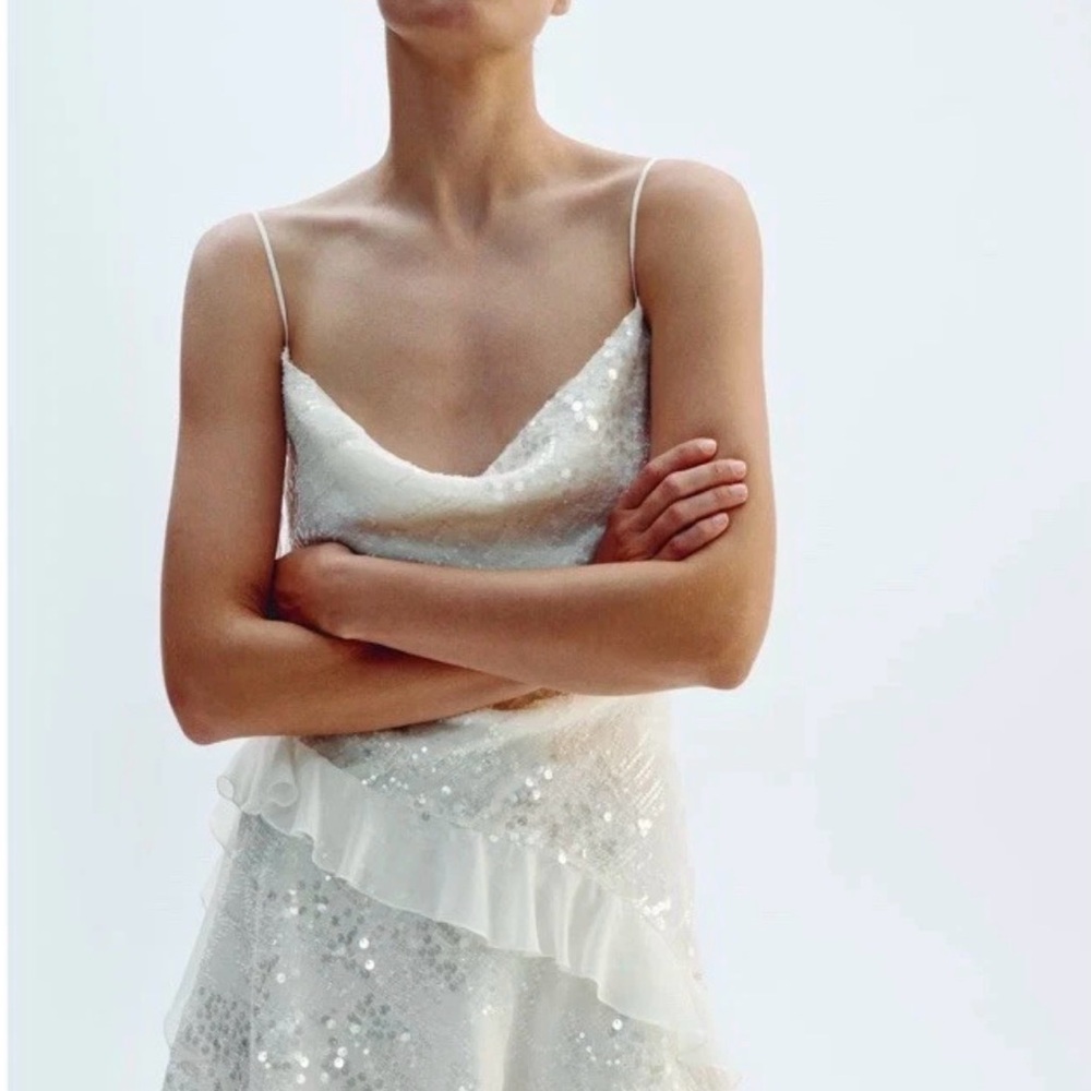 Zara White Sequin Dress